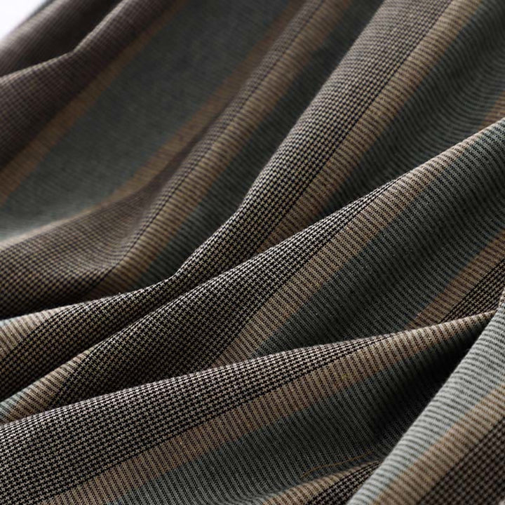 Robe midi en coton à manches longues et poches, ornée d'un revers en forme de Buddha Stones et de blocs de couleur. - image 7