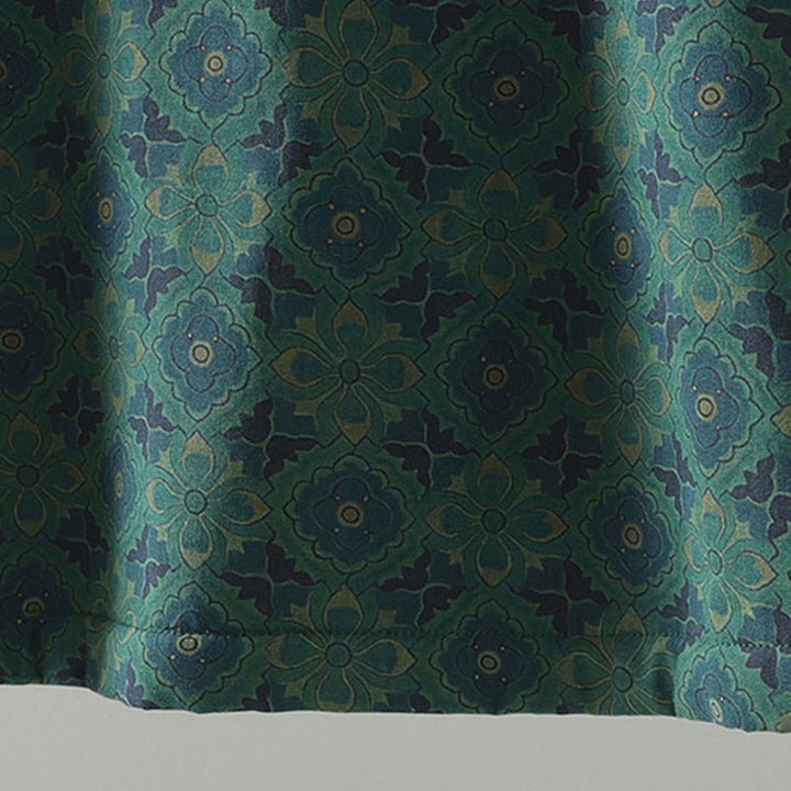 Robe midi en coton à manches longues, col montant, boutons brandebourg et motif floral, ornée de Buddha Stones - image 8