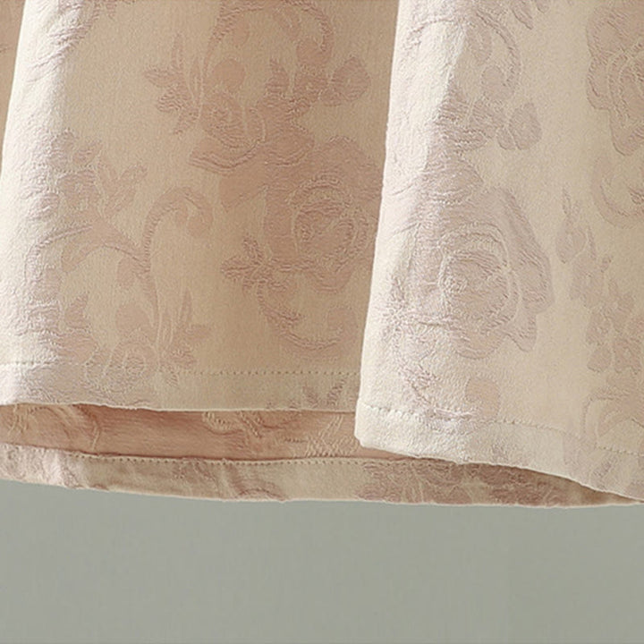 Robe midi en coton à manches longues, col montant, boutons brandebourg et broderie florale, ornée de Buddha Stones - image 8