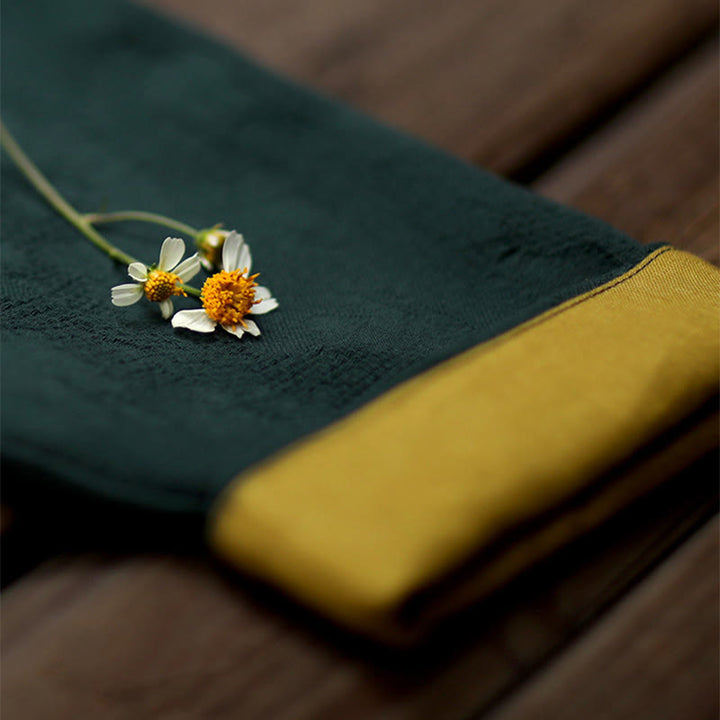 Robe midi en coton uni à manches longues, col en V et poches, ornée de boutons grenouille, Buddha Stones - image 8