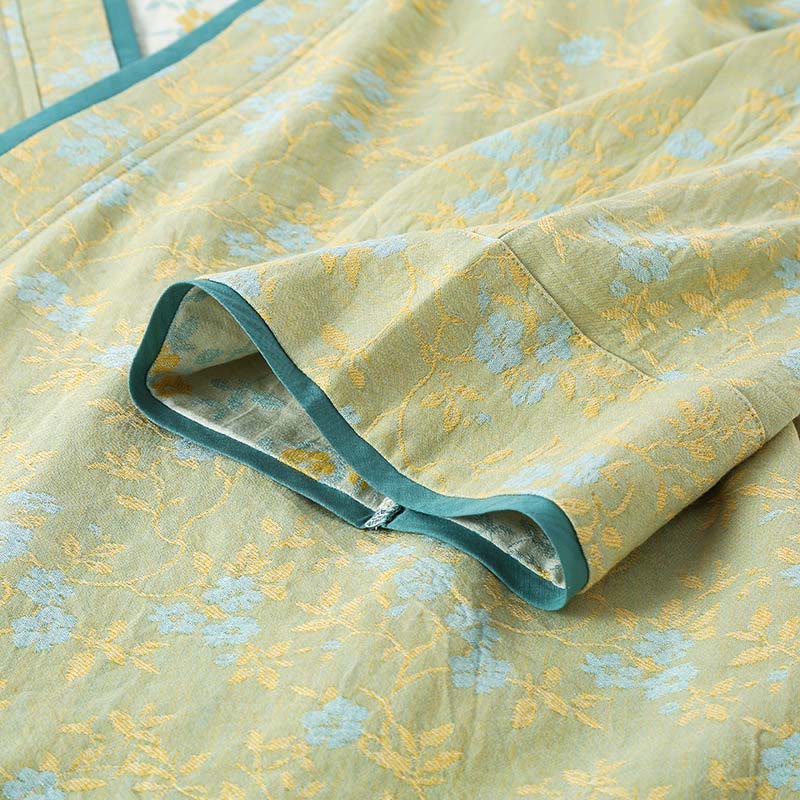 Ensemble pyjama en coton 2 pièces avec poches, motif floral coloré à manches longues et col en V, Buddha Stones. - image 7