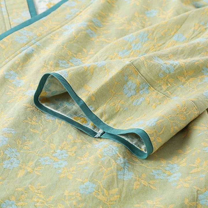 Ensemble pyjama en coton 2 pièces avec poches, motif floral coloré à manches longues et col en V, Buddha Stones. - image 7