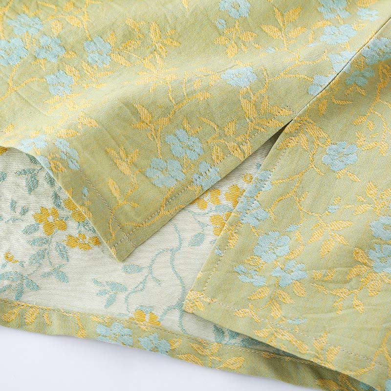 Ensemble pyjama en coton 2 pièces avec poches, motif floral coloré à manches longues et col en V, Buddha Stones. - image 3