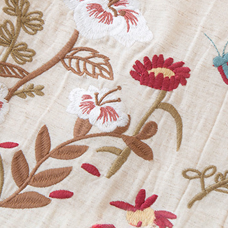 Ensemble pyjama en Buddha Stones 2 pièces avec poches, motif floral coloré et papillon, composé d'un haut à manches longues et col en V et d'un pantalon. - image 1