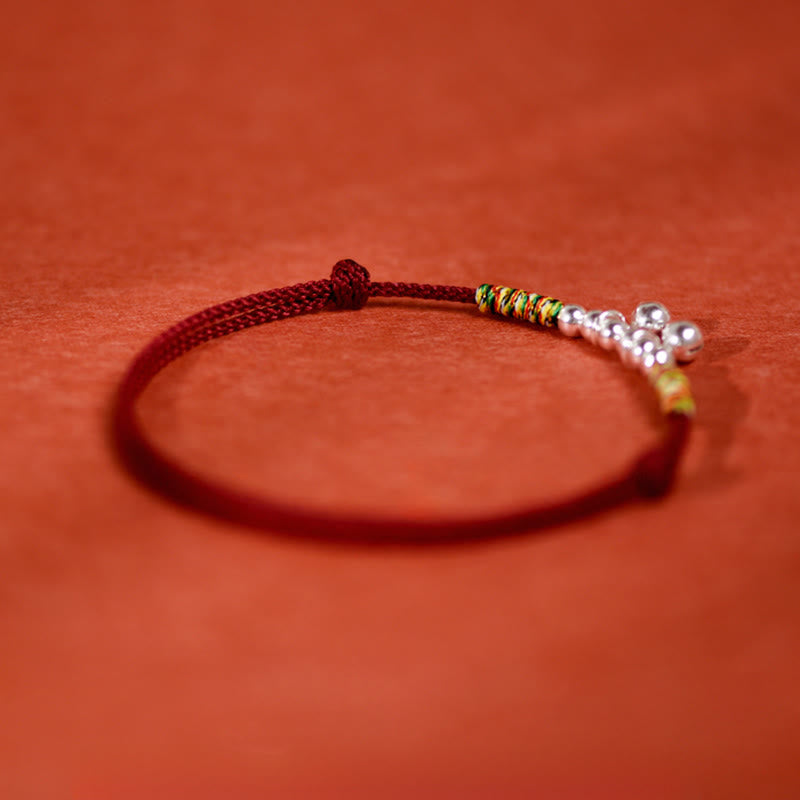 Collier pour chats et petits chiens avec clochette argentée, cordon rouge et noir et Buddha Stones - image 8