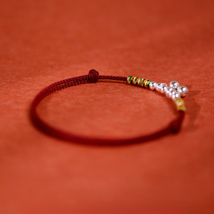 Collier pour chats et petits chiens avec clochette argentée, cordon rouge et noir et Buddha Stones - image 8