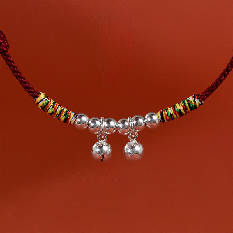 Collier pour chats et petits chiens avec clochette argentée, cordon rouge et noir et Buddha Stones - image 10