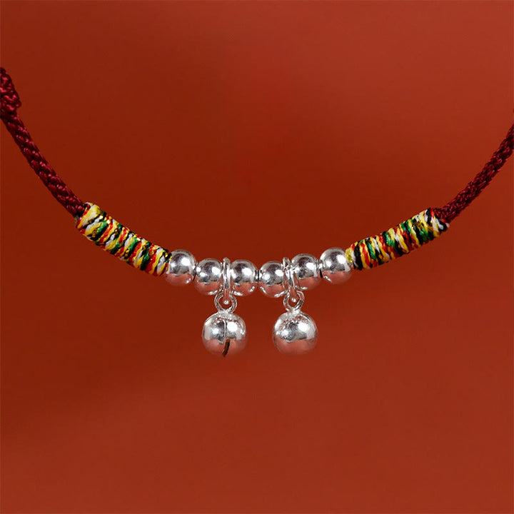 Collier pour chats et petits chiens avec clochette argentée, cordon rouge et noir et Buddha Stones - image 10