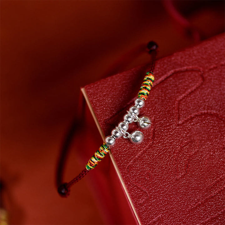 Collier pour chats et petits chiens avec clochette argentée, cordon rouge et noir et Buddha Stones - image 12