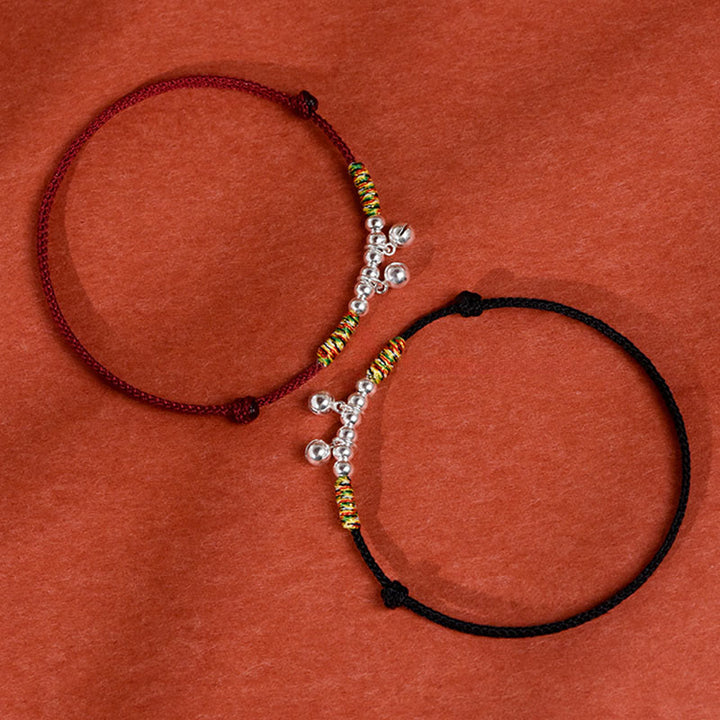 Collier pour chats et petits chiens avec clochette argentée, cordon rouge et noir et Buddha Stones - image 14