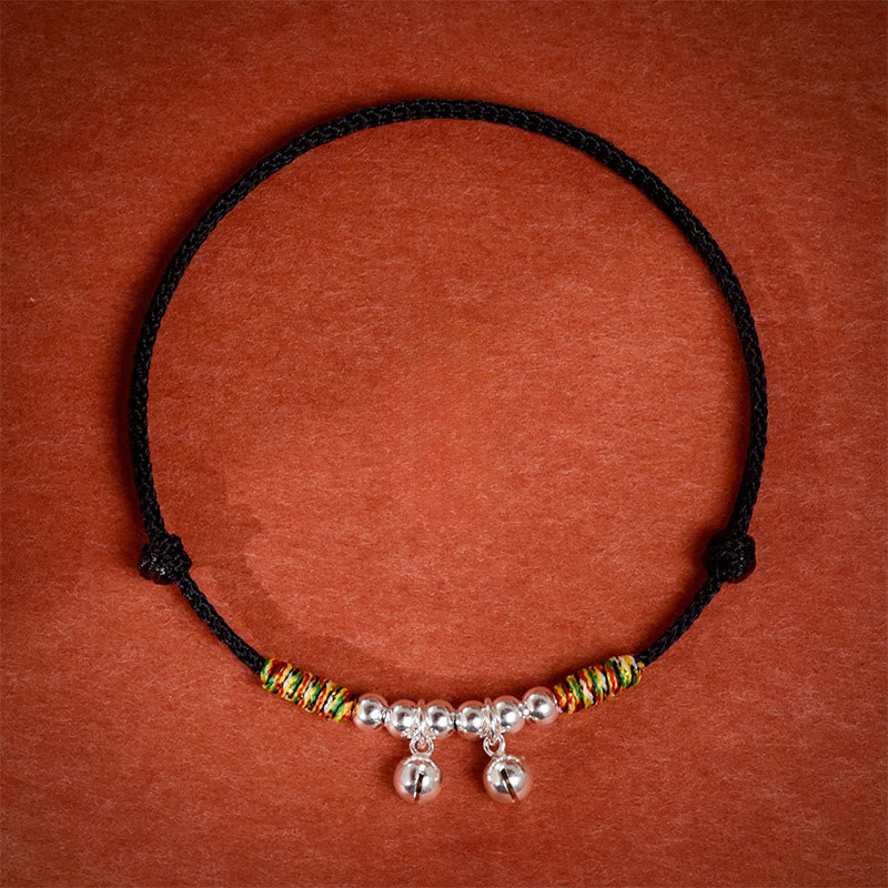 Collier pour chats et petits chiens avec clochette argentée, cordon rouge et noir et Buddha Stones - Corde noire - 50-65 cm - image 11