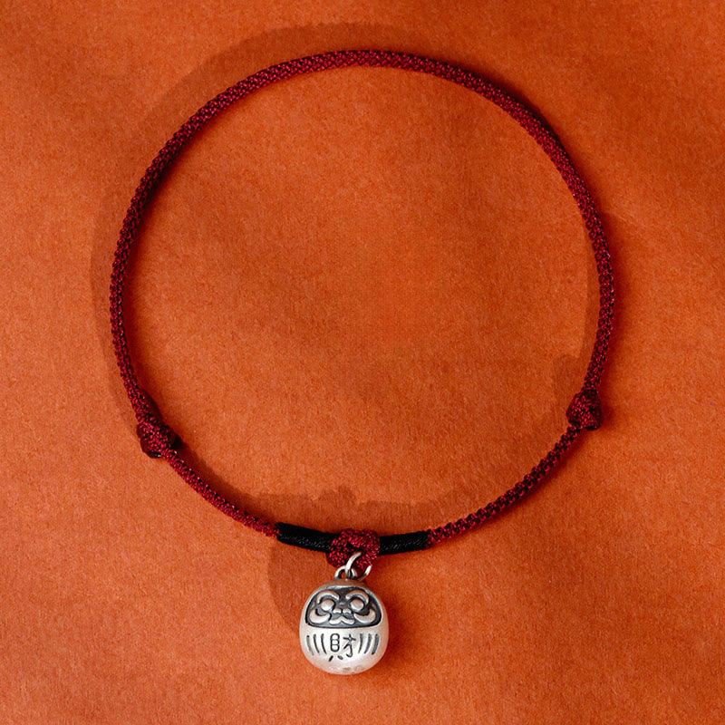 Pendentif en argent avec Buddha Stones , symbole de chance et de fortune, cordon rouge, collier ajustable pour chats et petits chiens - Corde rouge foncé - Attirer la fortune - 50-65 cm - image 0