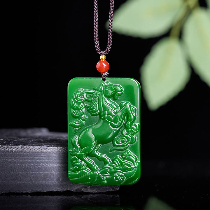 Pendentifs de collier en jade de l'année du Cheval , Buddha Stones, symbole d'abondance - Jade - image 0