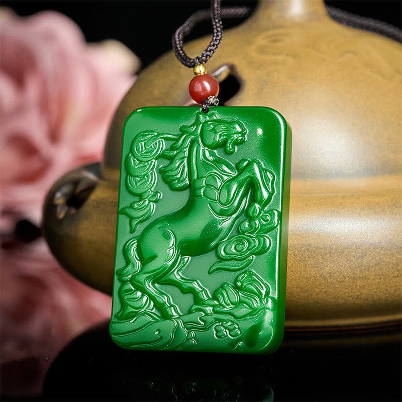 Pendentifs de collier en jade de l'année du Cheval , Buddha Stones, symbole d'abondance - image 4
