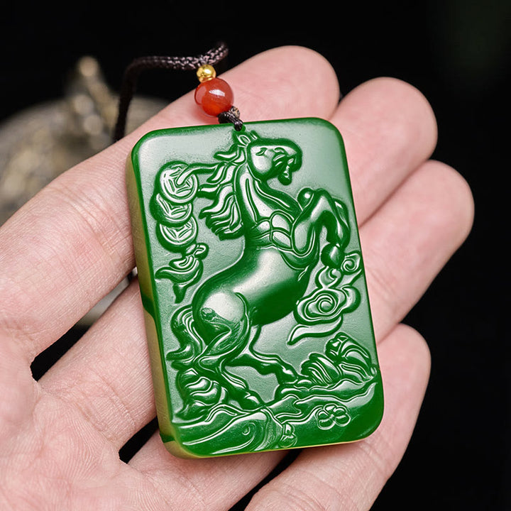 Pendentifs de collier en jade de l'année du Cheval , Buddha Stones, symbole d'abondance - image 6