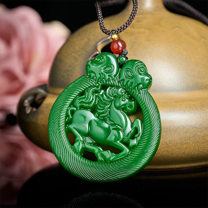 Pendentifs creux en jade de l'année du Cheval, symboles de prospérité, en Buddha Stones - image 2