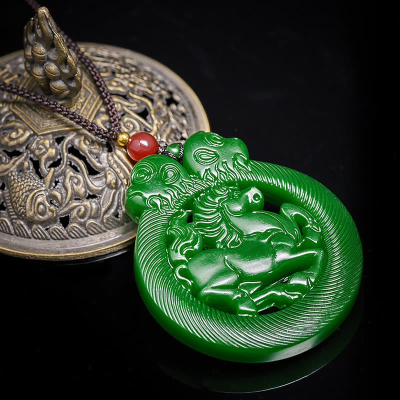 Pendentifs creux en jade de l'année du Cheval, symboles de prospérité, en Buddha Stones - image 4