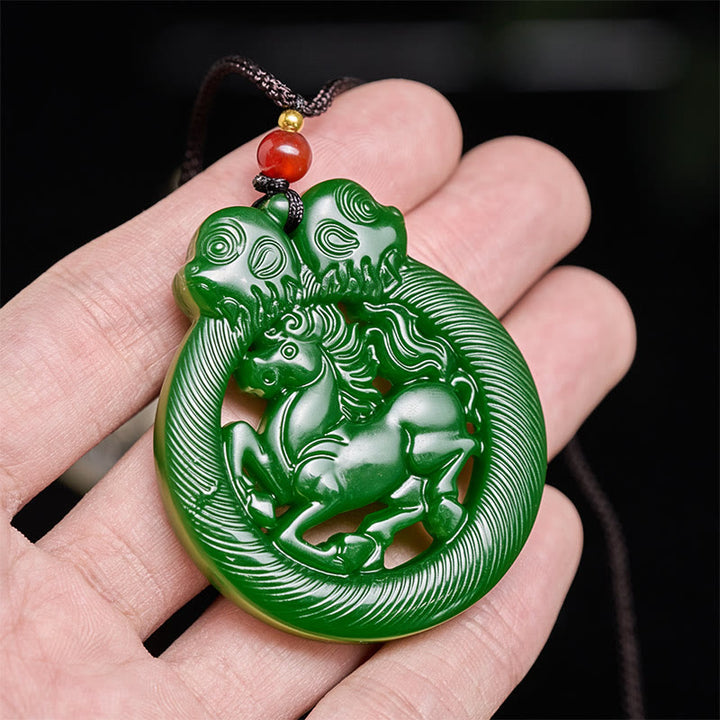 Pendentifs creux en jade de l'année du Cheval, symboles de prospérité, en Buddha Stones - image 6