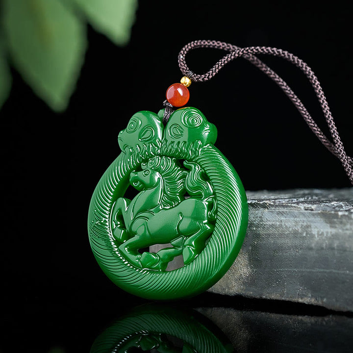 Pendentifs creux en jade de l'année du Cheval, symboles de prospérité, en Buddha Stones - image 3