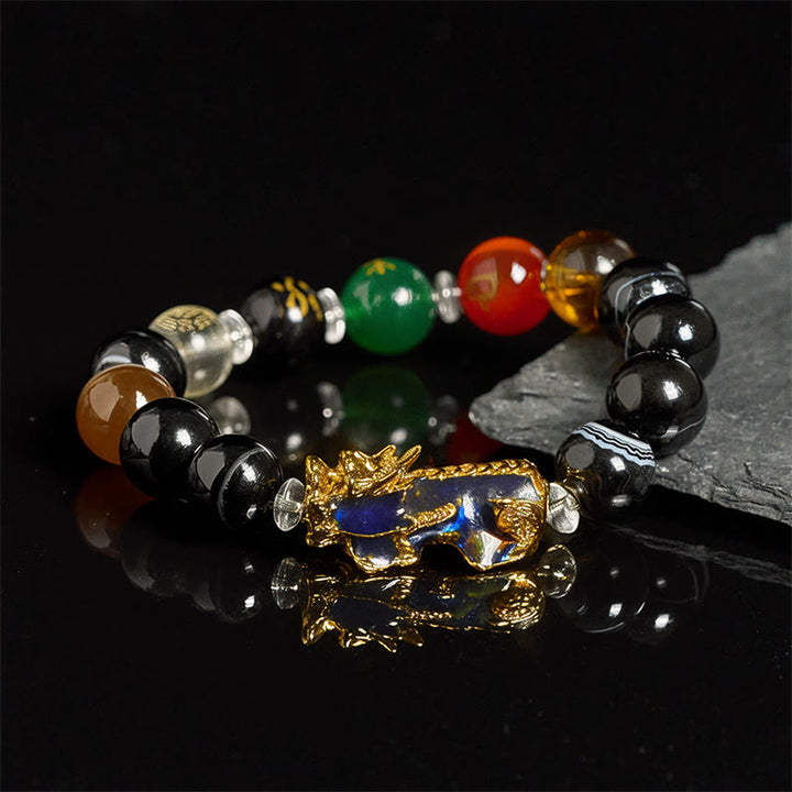 Bracelet Pi Xiu positif en Buddha Stones de sardonyx aux cinq éléments et aux couleurs changeantes - image 8