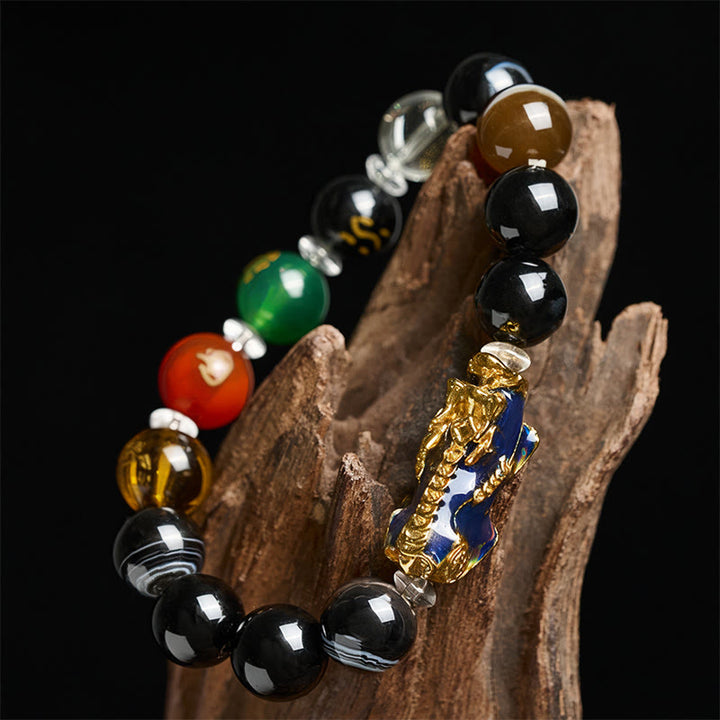 Bracelet Pi Xiu positif en Buddha Stones de sardonyx aux cinq éléments et aux couleurs changeantes - image 3
