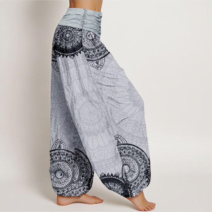 Pantalon sarouel à taille élastique pour femme, motif mandala circulaire en pur coton, Buddha Stones - image 11