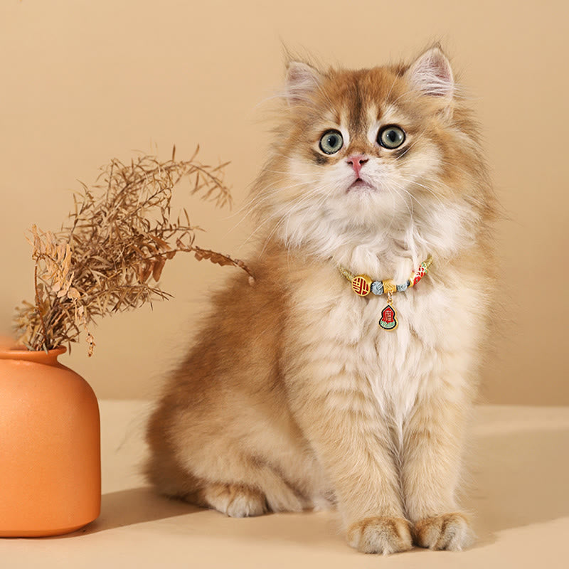 Pendentif en métal avec Buddha Stones, cordon rouge, symbole de paix, de joie, de bénédiction et de protection, ajustable pour chats et petits chiens. Collier pour animaux de compagnie - image 12