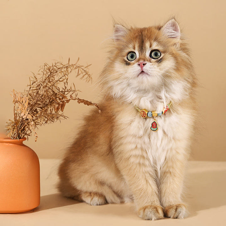 Pendentif en métal avec Buddha Stones, cordon rouge, symbole de paix, de joie, de bénédiction et de protection, ajustable pour chats et petits chiens. Collier pour animaux de compagnie - image 12