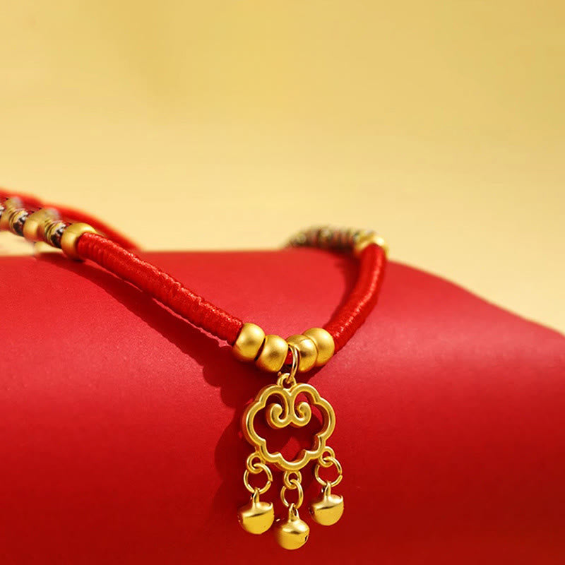 Buddha Stones, métal, Ruyi, cadenas de longévité, cordon rouge, porte-bonheur, collier ajustable pour chats et petits chiens - image 4