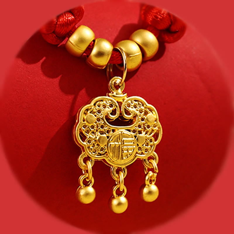 Buddha Stones, métal, Ruyi, cadenas de longévité, cordon rouge, porte-bonheur, collier ajustable pour chats et petits chiens - image 11