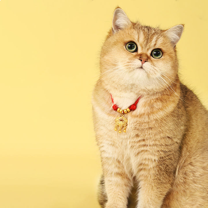Buddha Stones, métal, Ruyi, cadenas de longévité, cordon rouge, porte-bonheur, collier ajustable pour chats et petits chiens - image 10