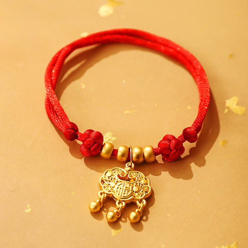 Buddha Stones, métal, Ruyi, cadenas de longévité, cordon rouge, porte-bonheur, collier ajustable pour chats et petits chiens - Verrouillage de longévité - 23-38 cm - image 9