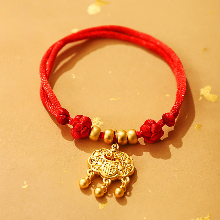 Buddha Stones, métal, Ruyi, cadenas de longévité, cordon rouge, porte-bonheur, collier ajustable pour chats et petits chiens - Verrouillage de longévité - 23-38 cm - image 9