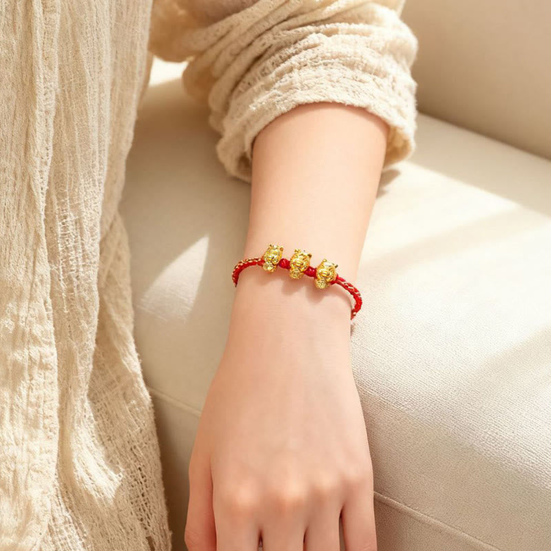 Bracelet en argent sterling 999 avec Buddha Stones Fu Character, symbole de prospérité et année du Cheval, cordon rouge - image 3