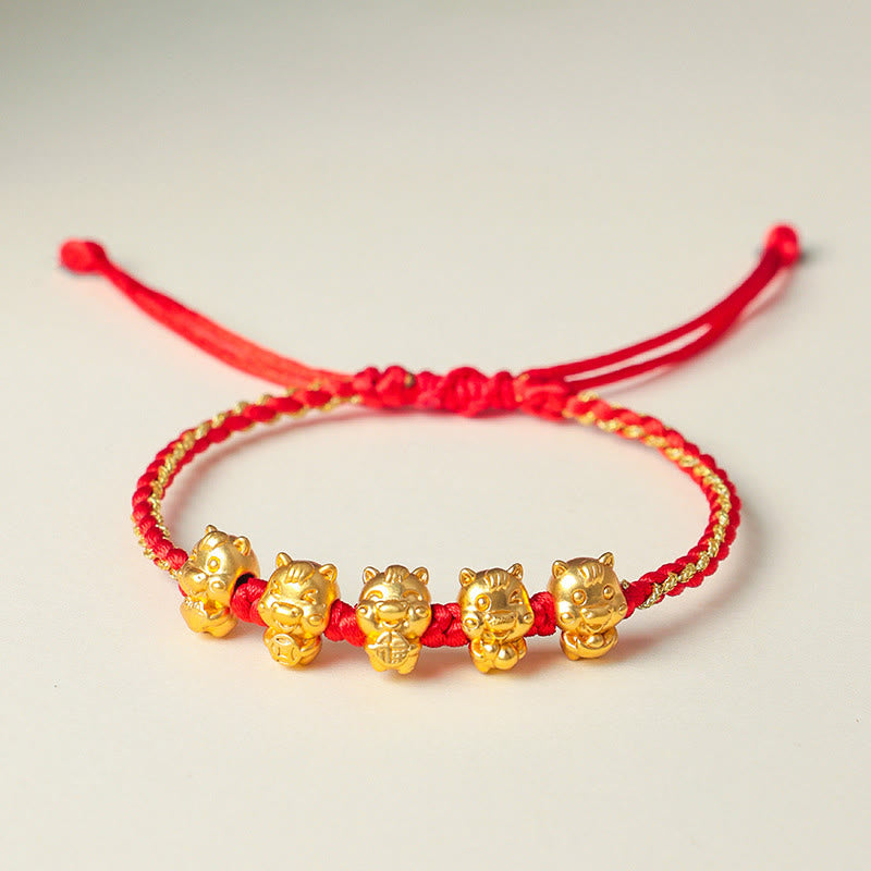 Bracelet en argent sterling 999 avec Buddha Stones Fu Character, symbole de prospérité et année du Cheval, cordon rouge - image 11