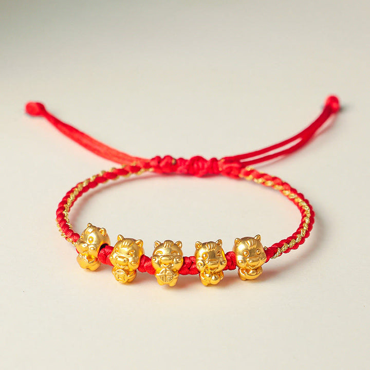 Bracelet en argent sterling 999 avec Buddha Stones Fu Character, symbole de prospérité et année du Cheval, cordon rouge - image 11