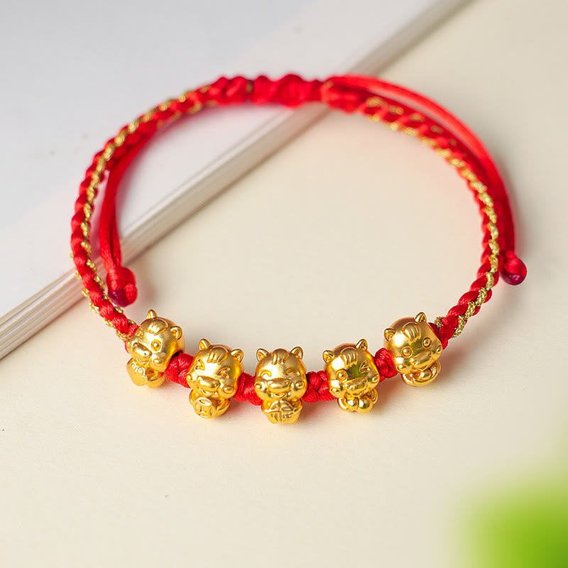 Bracelet en argent sterling 999 avec Buddha Stones Fu Character, symbole de prospérité et année du Cheval, cordon rouge - image 10