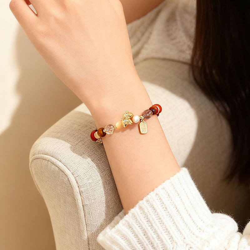 Bracelet porte-bonheur et prospérité en Buddha Stones de tigre et obsidienne glacée, année du Cheval - image 20