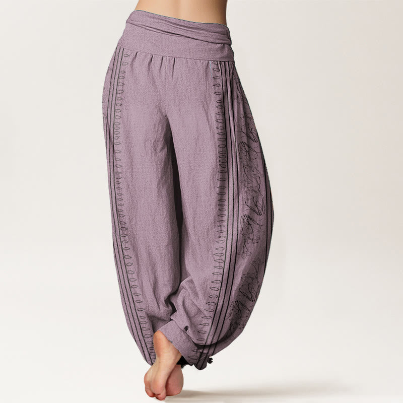Pantalon sarouel à taille élastique pour femme, motif Buddha Stones, roue du Dharma, lotus OM, pur coton - image 9