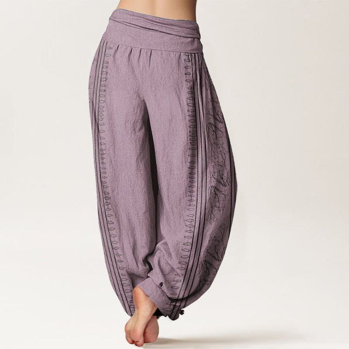Pantalon sarouel à taille élastique pour femme, motif Buddha Stones, roue du Dharma, lotus OM, pur coton - image 9