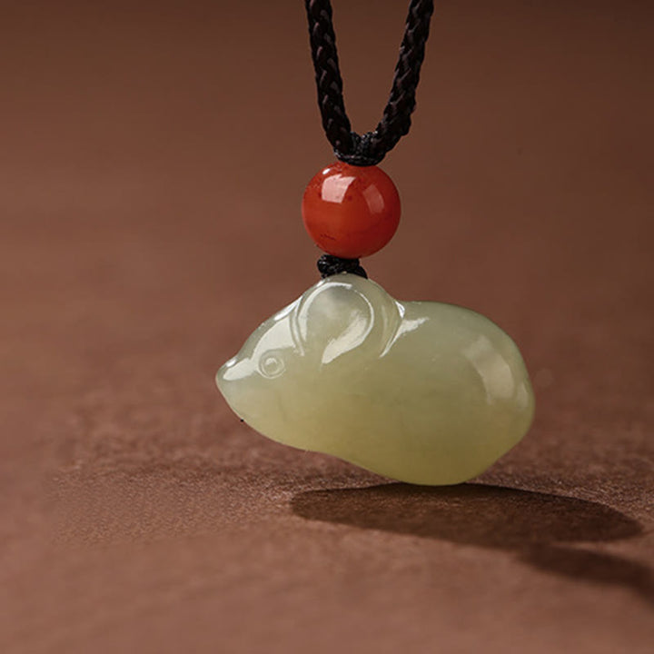 Pendentifs en agate rouge du Sud, Buddha Stones, zodiaque chinois, année du Cheval, jade, prospérité - Rat - image 6