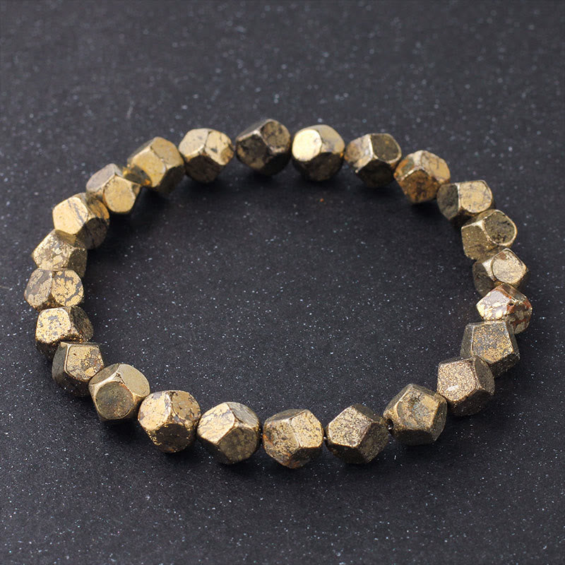 Bracelet de protection et de confiance en perles irrégulières de pyrite et Buddha Stones - Pyrite (Tour de poignet : 15-16 cm) - image 0