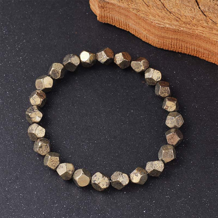 Bracelet de protection et de confiance en perles irrégulières de pyrite et Buddha Stones - image 2