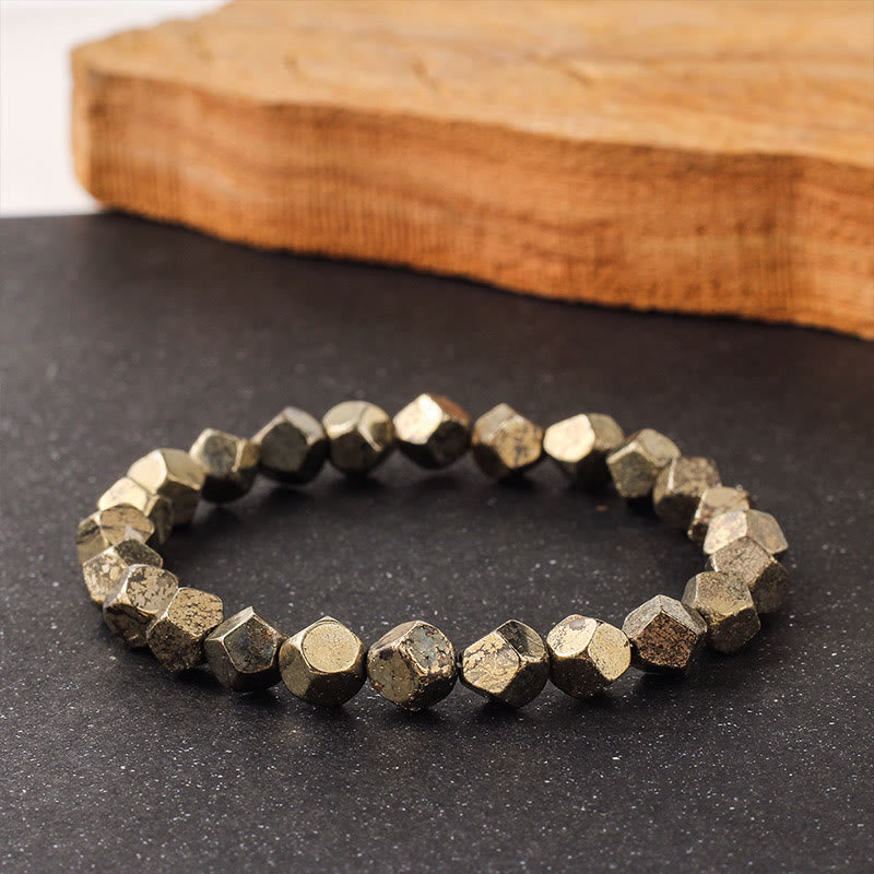 Bracelet de protection et de confiance en perles irrégulières de pyrite et Buddha Stones - image 3