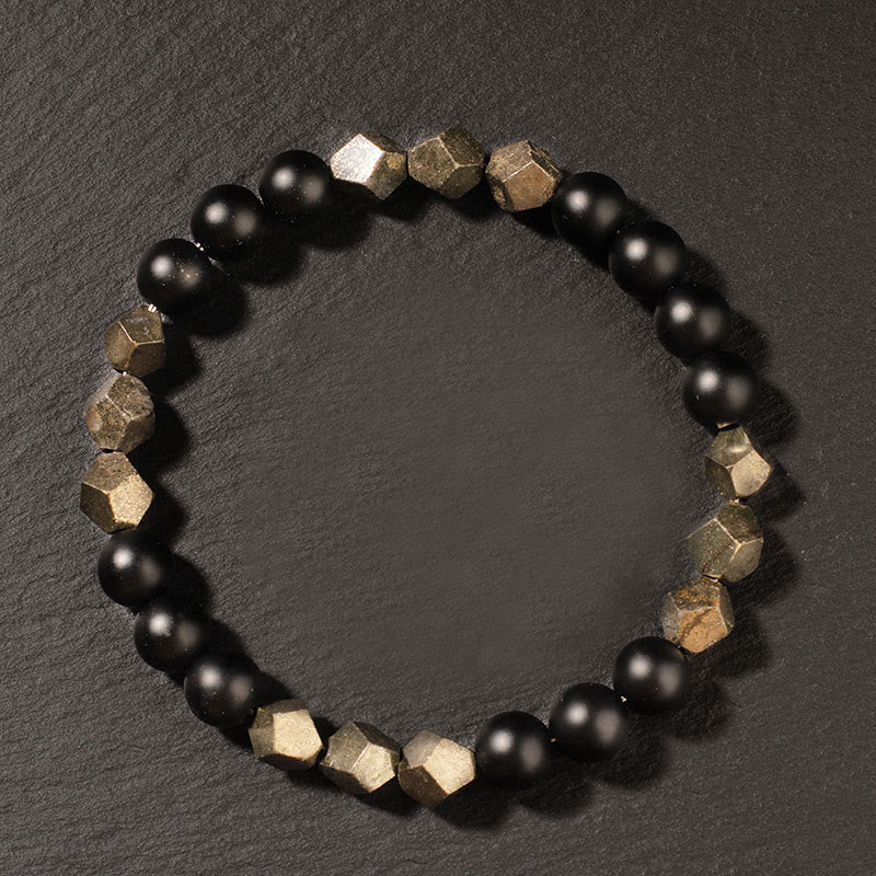 Bracelet d'équilibre et de confiance en pyrite givrée de Buddha Stones - Pierre de pyrite givrée (Tour de poignet : 15-16 cm) - image 0