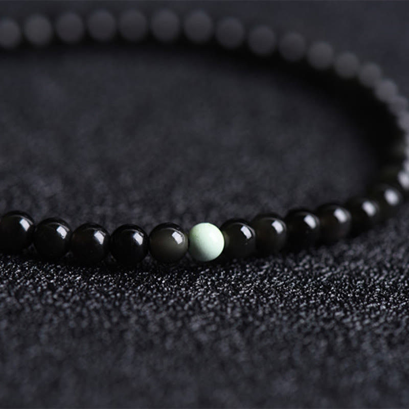 Bracelet de force et d'épanouissement en obsidienne noire et turquoise de Buddha Stones - image 4