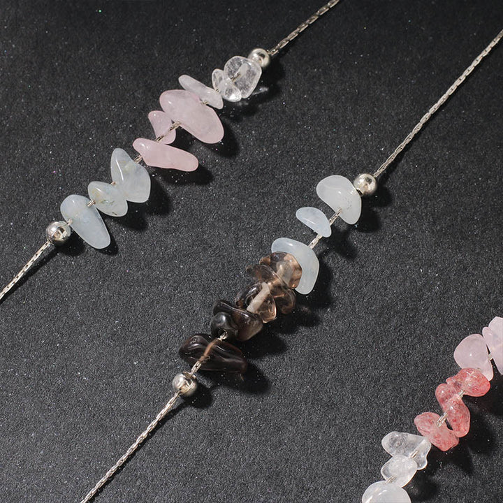Collier pendentif en cristal rose, orbidine noire, quartz fumé, grenat, aigue-marine et quartz fraise, orné de Buddha Stones et symbole de force. - image 14