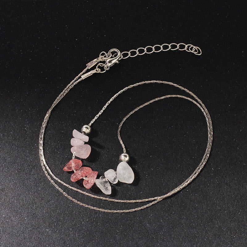Collier pendentif en cristal rose, orbidine noire, quartz fumé, grenat, aigue-marine et quartz fraise, orné de Buddha Stones et symbole de force. - image 9