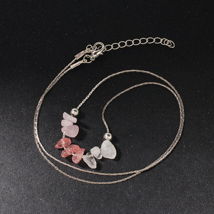 Collier pendentif en cristal rose, orbidine noire, quartz fumé, grenat, aigue-marine et quartz fraise, orné de Buddha Stones et symbole de force. - image 9