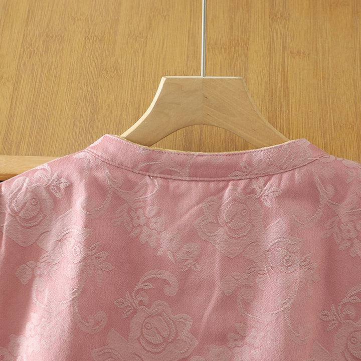 Gilet sans manches en coton pour femme, motif fleurs et Buddha Stones, fermeture à boutons brandebourg. - image 3